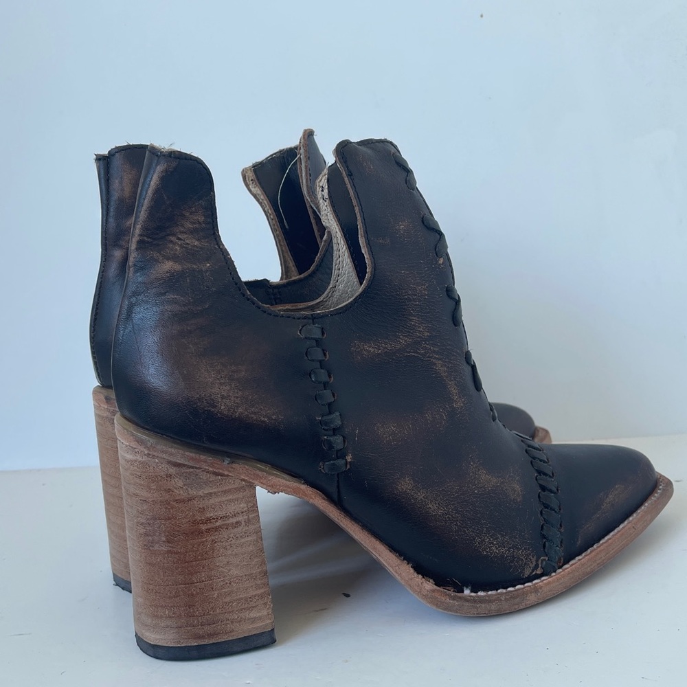 Freebird by Steven Jameson Leather Booties Black Chunky Heel Size 10 NWOB - Picture 6 of 10